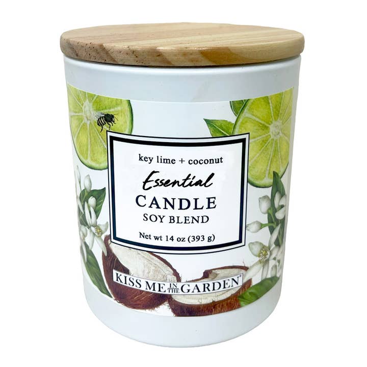Key Lime & Coconut Soy Candle 14 oz for wholesale by Kiss Me in the Garden