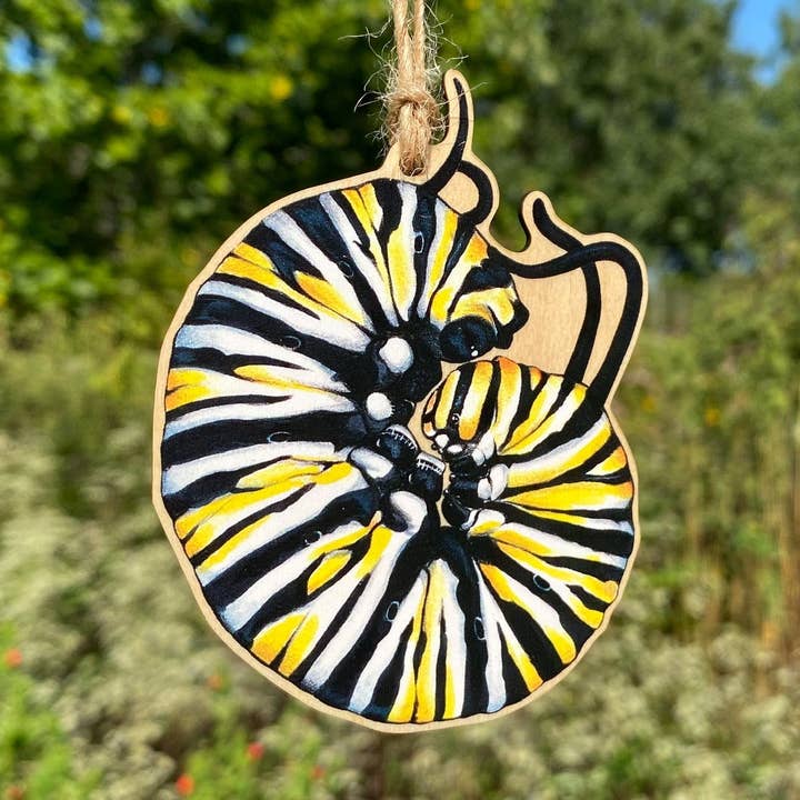 Allison Stoiser Art - Wholesale Ornament - Monarch Caterpillar Wood Print Christmas Ornament0
