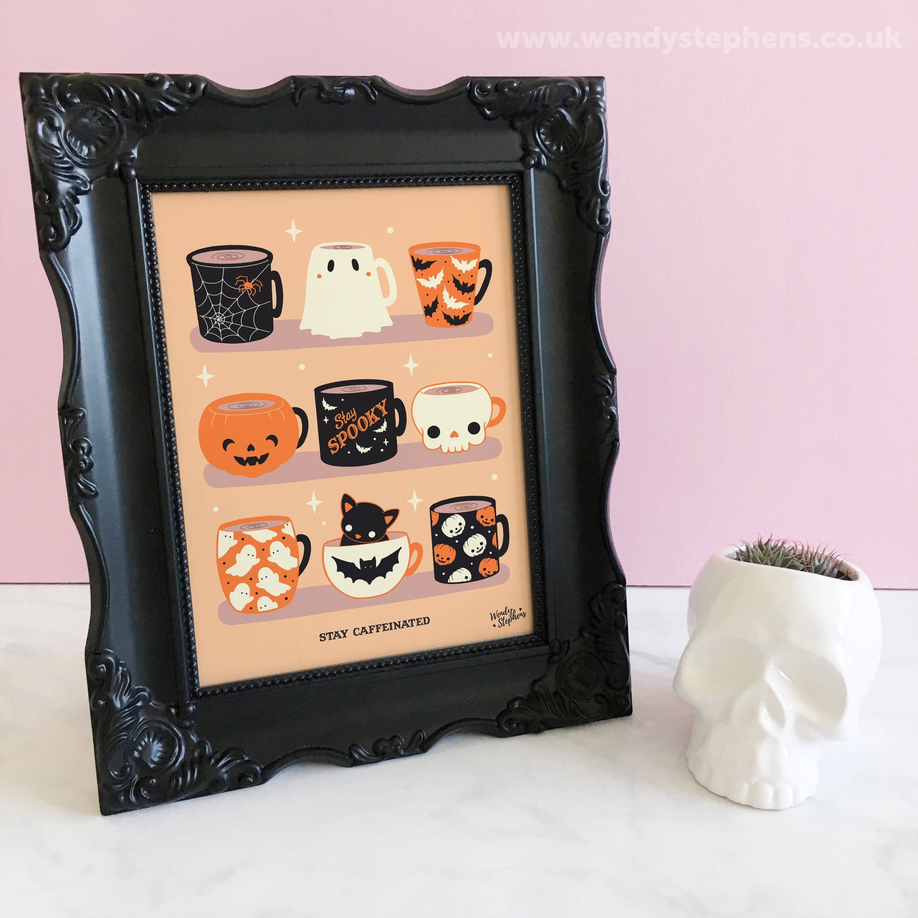 Wendy Stephens Art - Wholesale Art Print - Spooky Coffee Mugs Spooky Art Print1