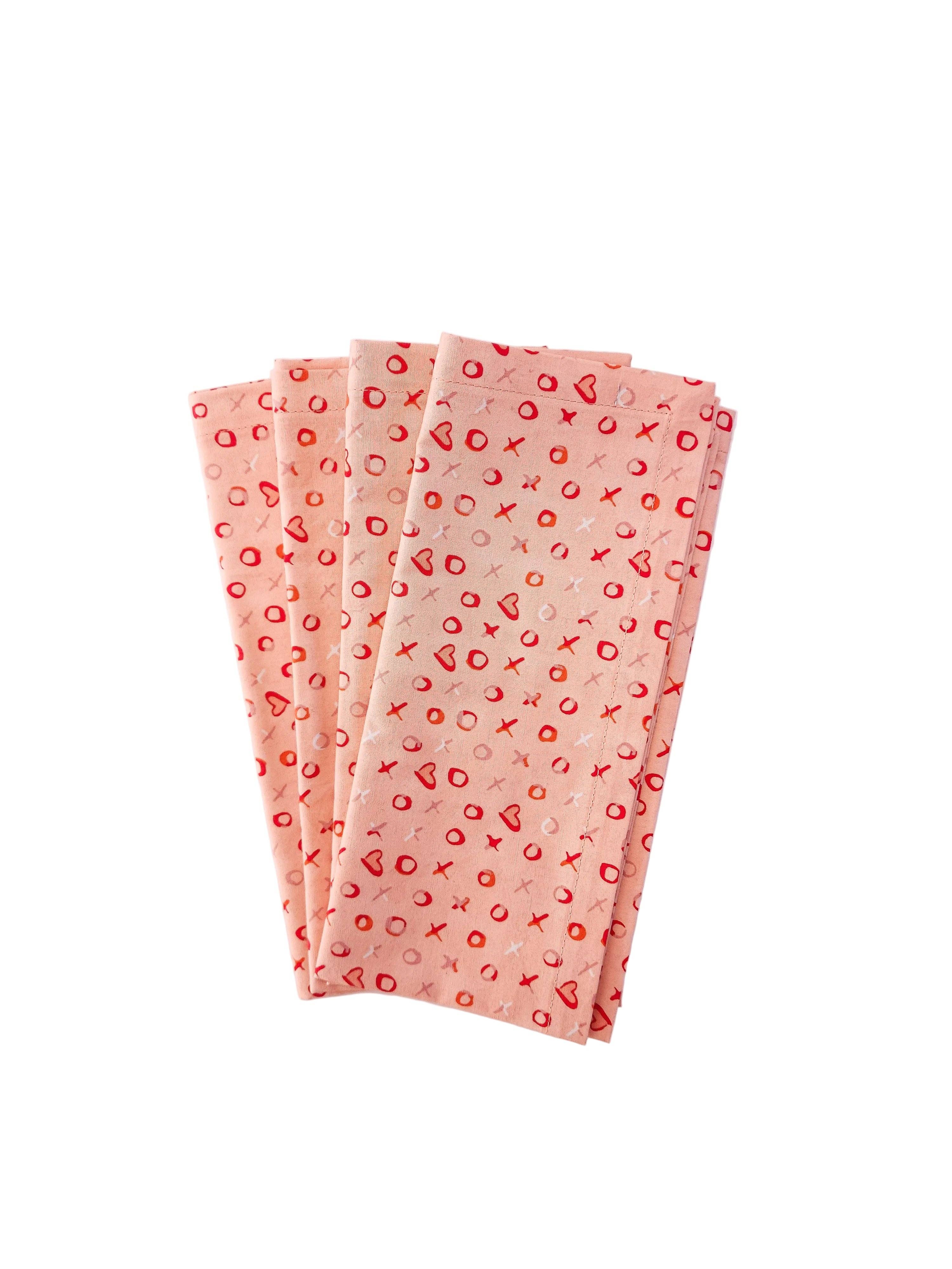 90 West Linen Co. - Wholesale Dinner & Cloth Napkin - Xs and Os Valentine's Day Napkins, Set of 47