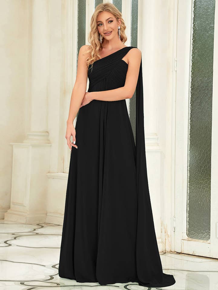 Ever-Pretty - Wholesale Gown – Women's - Elegant Pleated One-Shoulder Bridesmaids Dress15