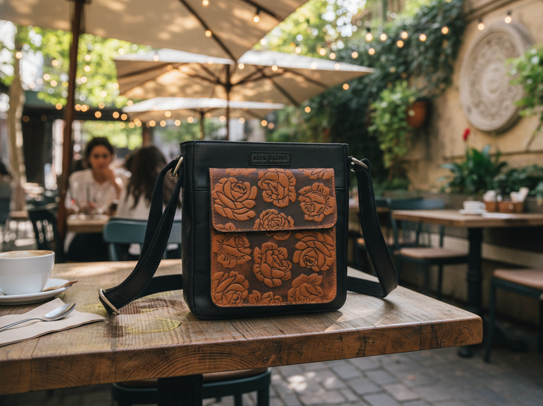 Alta Quero - Wholesale Crossbody Bag - Women's - Embossed Genuine Leather Crossbody Bags (2-Pack)–Floral+Leaf3