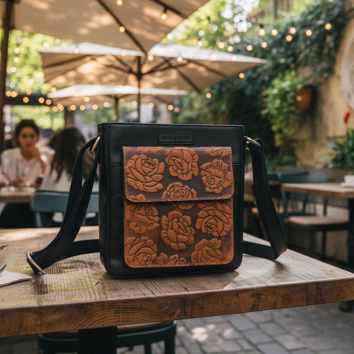 Alta Quero - Wholesale Crossbody Bag - Women's - Embossed Genuine Leather Crossbody Bags (2-Pack)–Floral+Leaf3