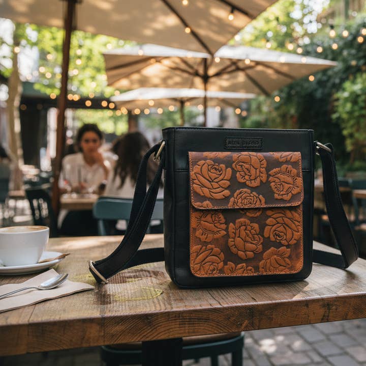 Alta Quero – Großhandel Umhängetasche - Damen – Prägierte Echtleder-Crossbody-Taschen (2er-Pack) – Bestseller1