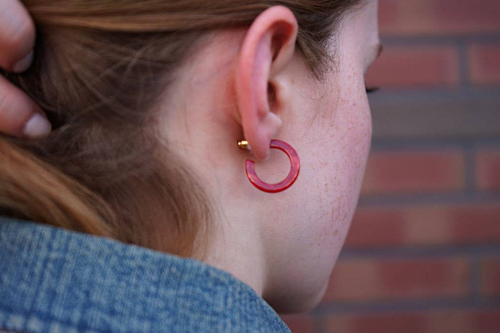 Spiffy & Splendid - Wholesale Hoop Earrings - Micro Cam Mini Hoops - Scarlet // Jewelry, Earrings, Fall7