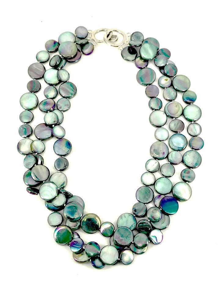 252045 - Collier serpillère 3 rangs Sarcelle pour la vente par Sea Lily