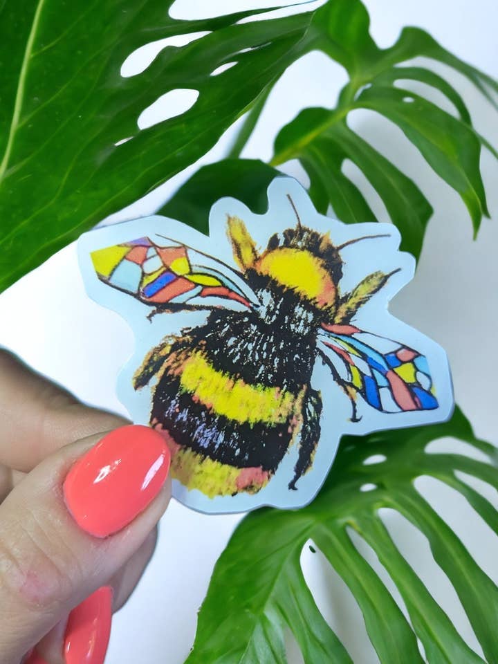 Rainbow Bee Vinyl Sticker - Water Bottle, Laptop, Car Decal for wholesale by Christina-Jane Norquay Art