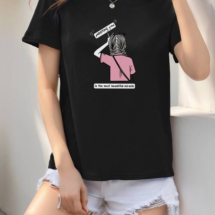 Womens Whimsical Oversized Art Print Tee N25A317 for wholesale by alberalkirk