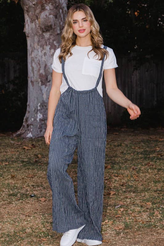 Oddi - Wholesale Jumpsuit - Women's - Wide Leg Stripe Suspender Jumpsuit6