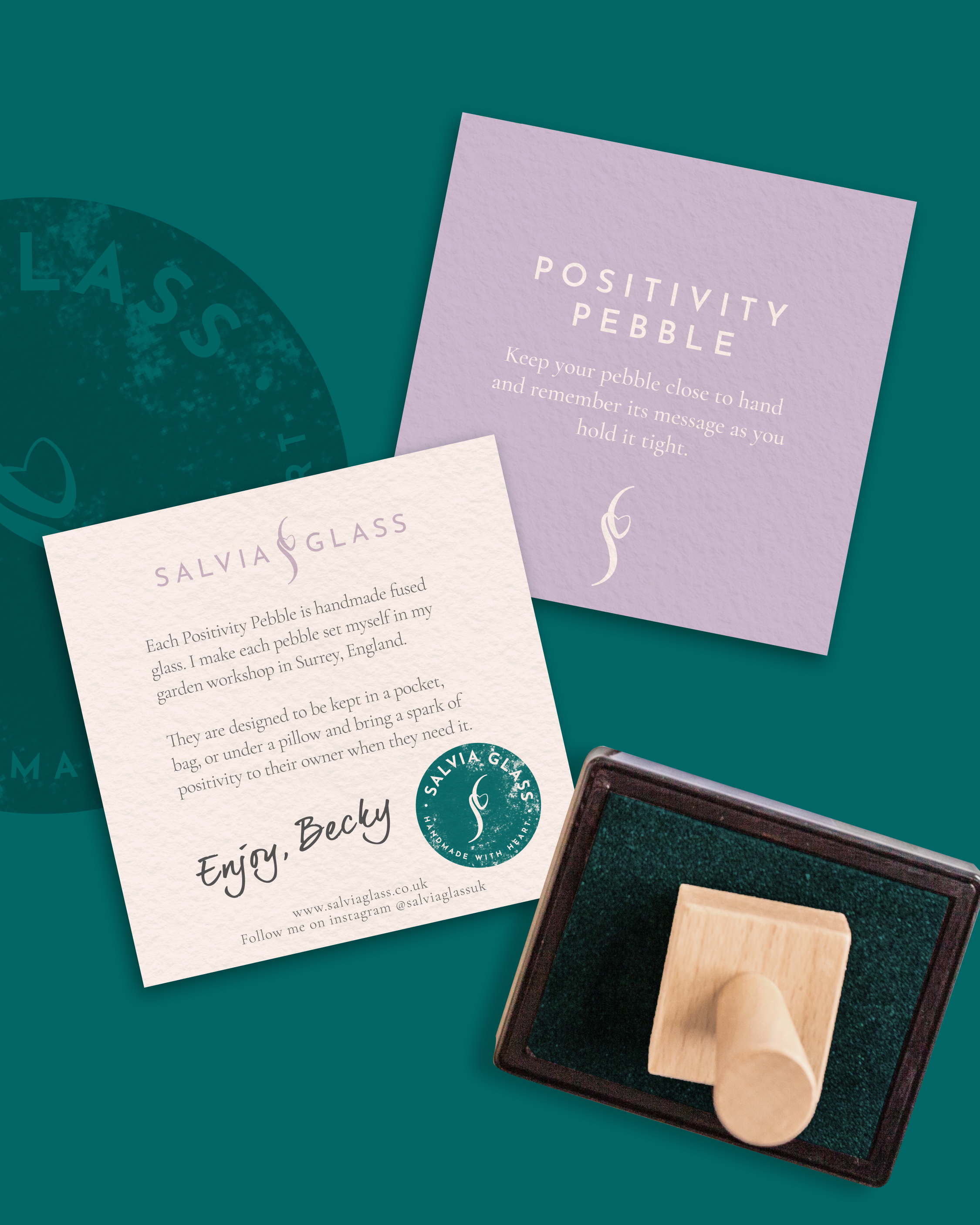 Salvia Glass - Wholesale Keepsake Coin/Token - Shine Positivity Pebble set -  fused glass pocket pebbles.3