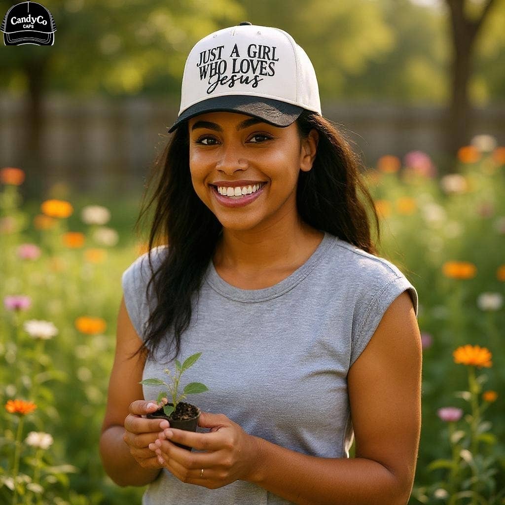 The Candy Collections - Wholesale Trucker Hat - Women's - Just a girl who loves Jesus faith Embroidered trucker Hat  0