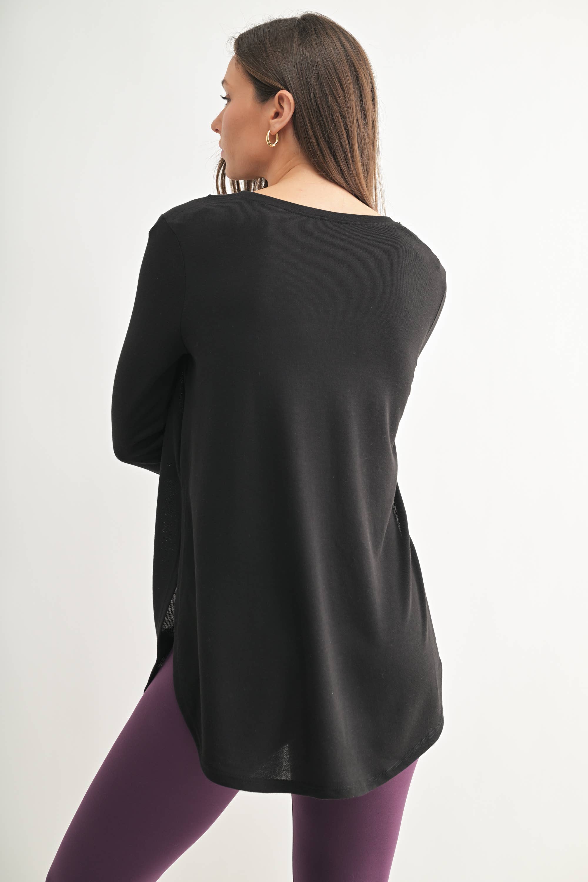 Mono B - Wholesale Tunic - Women's - Long Sleeve Flow Top with Side Slit9