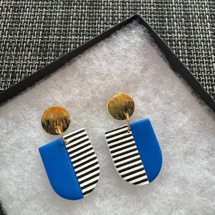 Uma Colorblock Stripe Arch Dangle Earrings (in 5 colorways) for wholesale by Understated Clay
