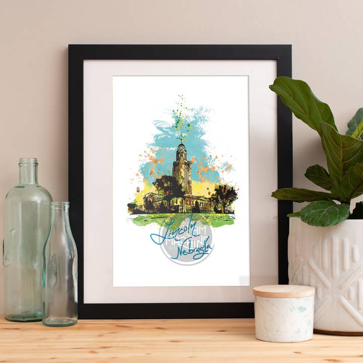 Lincoln Print, Lincoln Skyline, Lincoln Art, affiche Lincoln, aquarelle Lincoln, impression d'art Lincoln, carte Lincoln, art mural Lincoln, Nebraska WCSymbol76 pour la vente par DreamMachine Prints