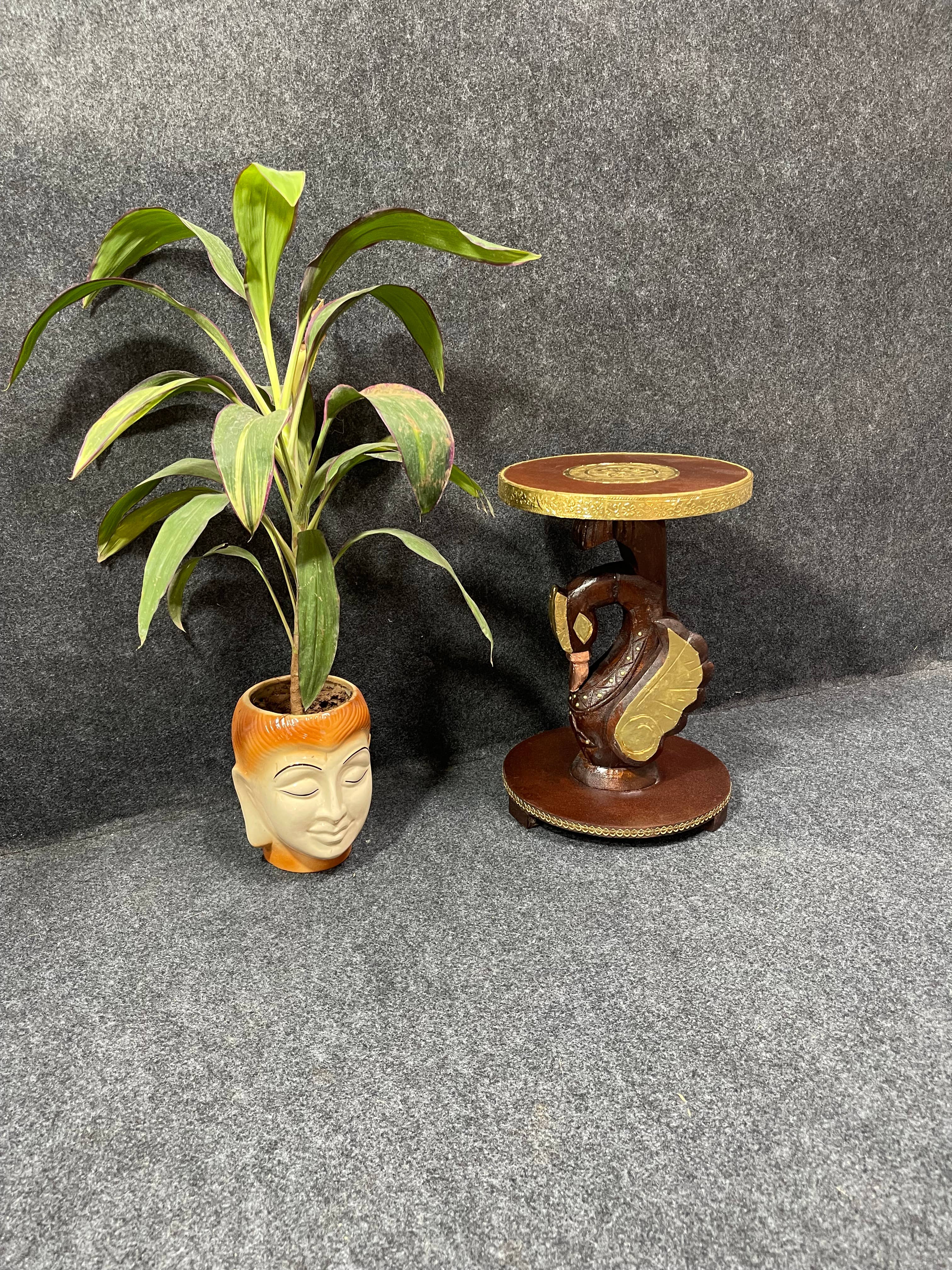 VIRATRA ART DECOR - Wholesale Side Table - Hand-Carved Wooden Swan Side Table with Brass Detailing10