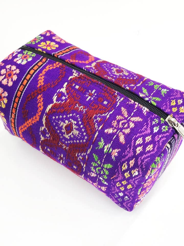 Ashley Pouch Cosmetic Cotton Bag Purple for wholesale by Raj Trading & Imports (USA) Inc.