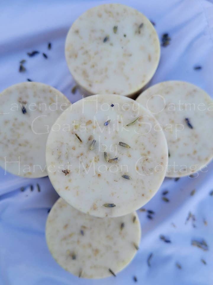 Lavender Honey Oatmeal Goats Milk Soap for wholesale by Harvest Moon Cottage Bath and Body