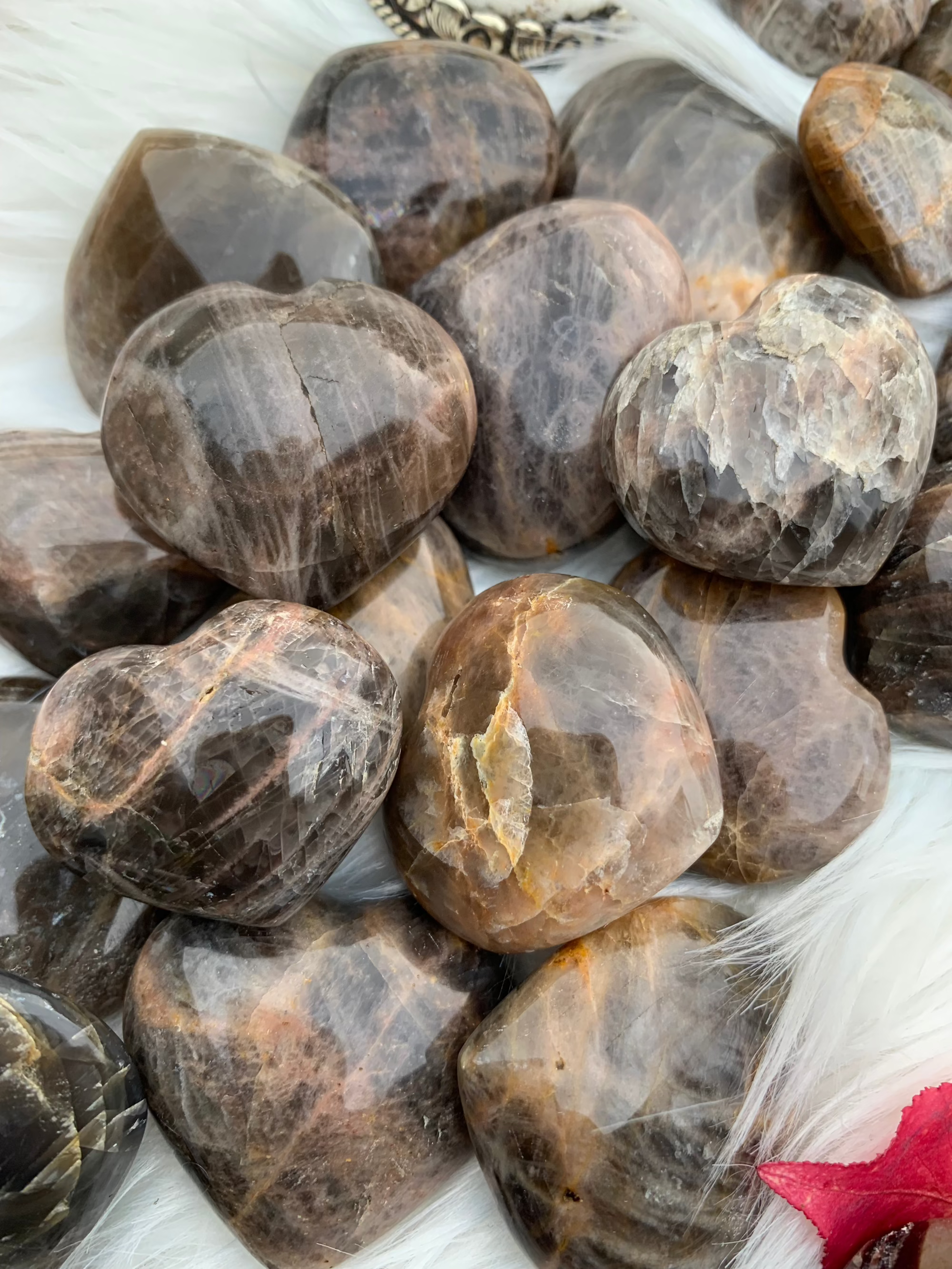 Wild Peonies Xo - Vendita all'ingrosso Pietra/cristallo spirituale - Pietra di Luna Nera - Cuore4