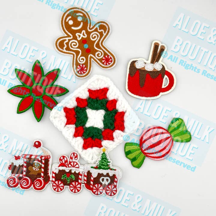 Aloe and Milk Boutique - Wholesale Patch - Gingerbread Man Patch, christmas, iron on patches3