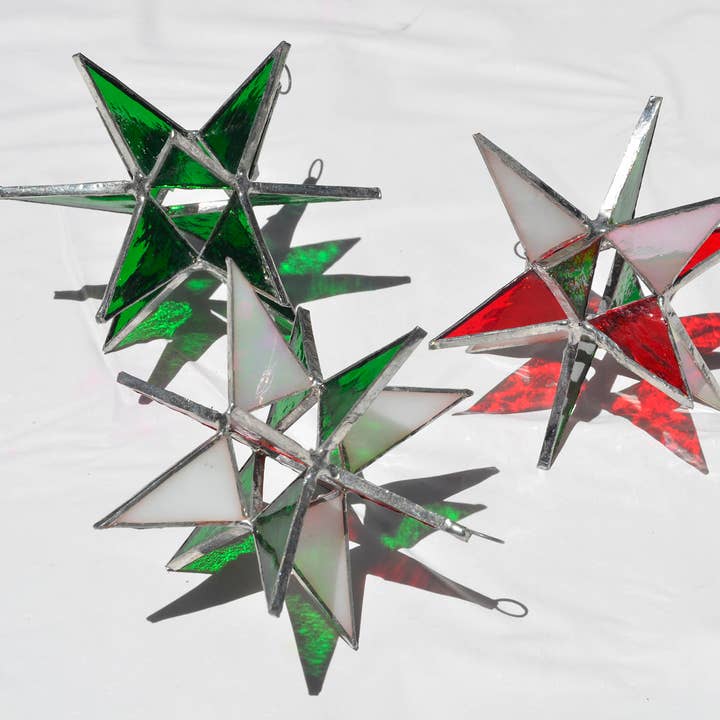 Arara Enterprises - Wholesale Ornament - Windowpane Glass Stars Ornament in Assorted Colors