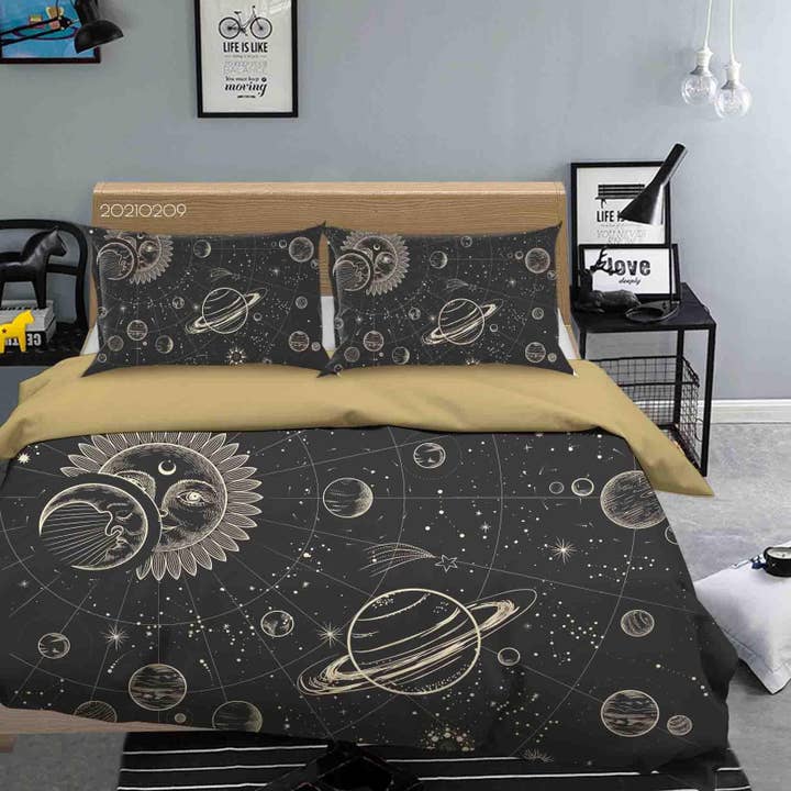 Jess Art Decoration - Wholesale Bedding Set - 3D Black Space Solar System Quilt Cover Set Bedding Set Duvet Cover Pillowcases 35