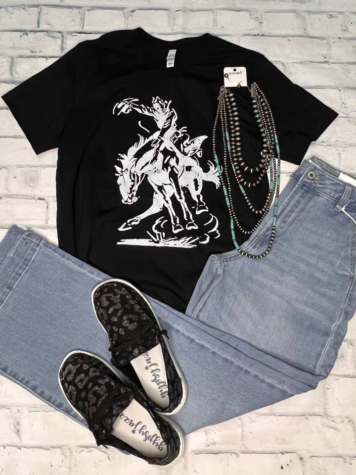 White Bucking Horse Graphic T-Shirt for wholesale by Ranch Swag