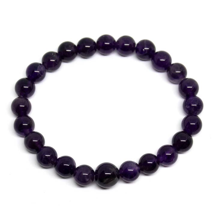 Pulsera de cuentas de amatista de grado A de 8 mm - Muñeca promedio para venta al por mayor de Namu Baru Inc.