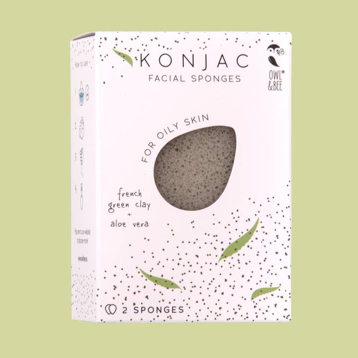 Oruja & Abelha Esponjas faciais Naturais de Konjac - Para pele oleosa por atacado de Owl & Bee