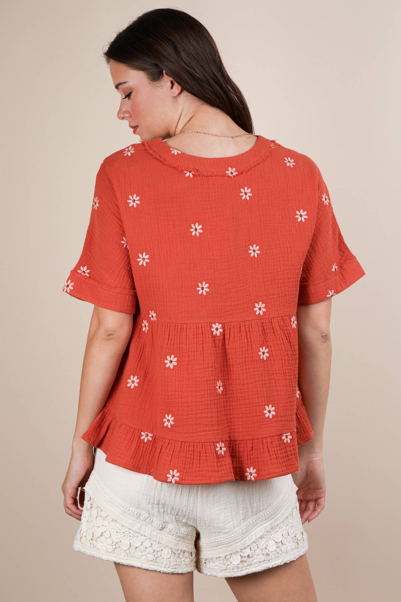 VERY J - Wholesale Blouse - Women's - NT12065-Flower Embroidered Woven Blouse Top13