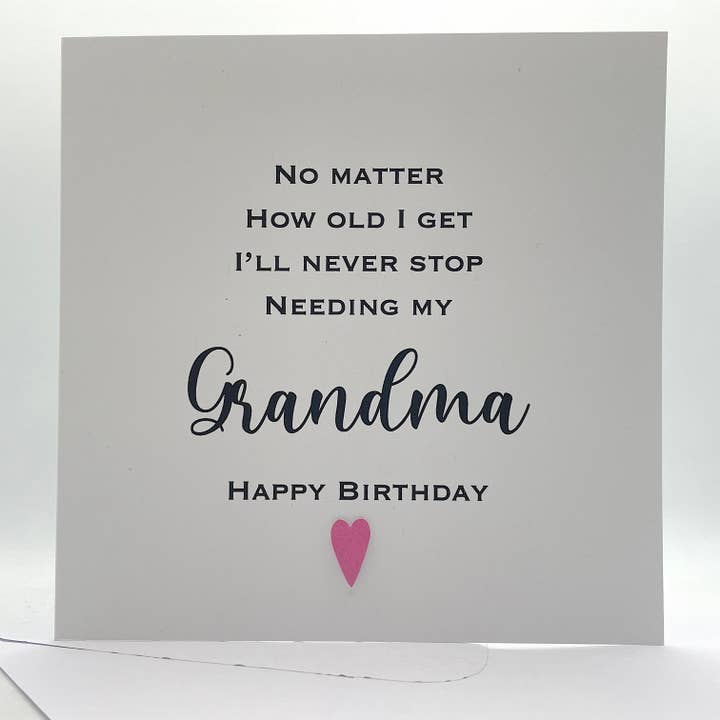 Looks Inviting - Wholesale Birthday Card - Grandma Birthday Card. I'll Never Stop Needing my Grandma