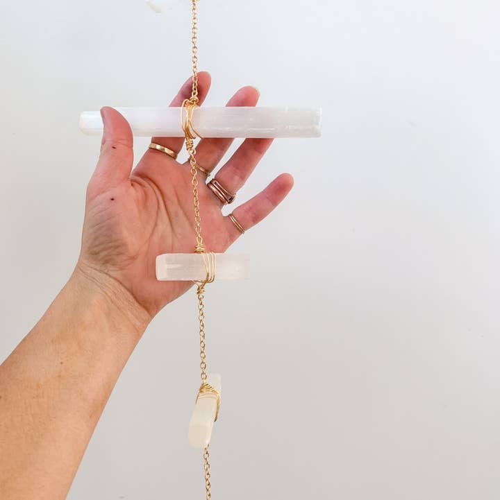 Elise Marie DeSigns - Wholesale Mobile - Selenite Wand Wall Hanging | Zen Crystal Wand Home Decor3