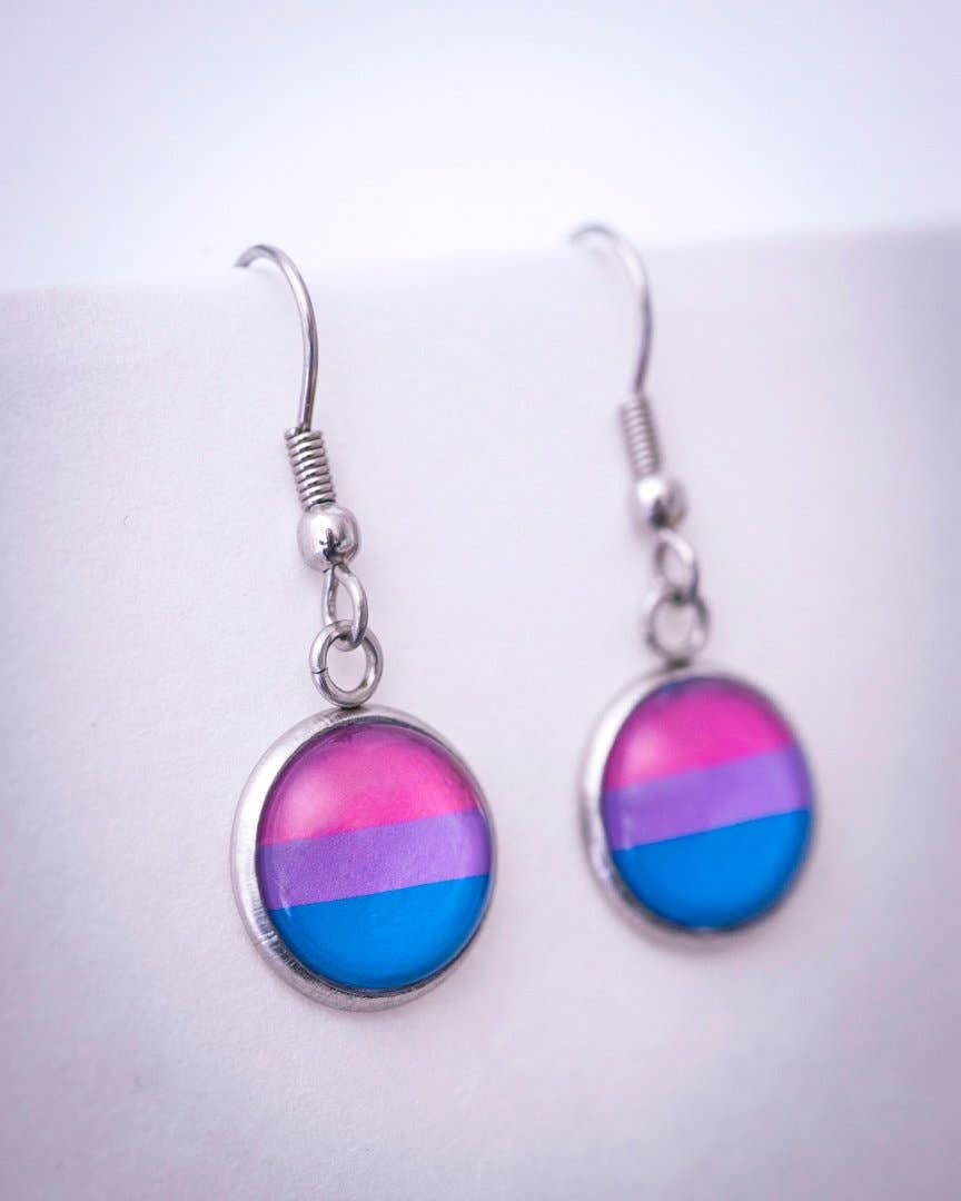 Crafty Queer Studio - Wholesale Stud/Post Earrings - Bisexual flag pride LGBTQ+ earrings - stud or dangle6