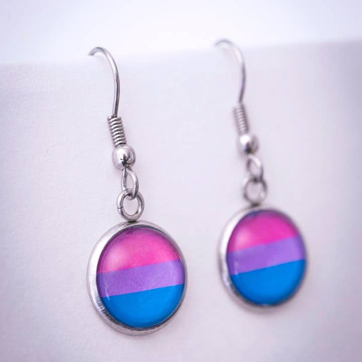 Crafty Queer Studio - Wholesale Stud/Post Earrings - Bisexual flag pride LGBTQ+ earrings - stud or dangle6