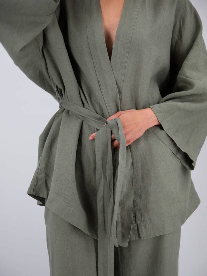Sunday Morning – Engroshandel Pyjamasæt - Dame – Naoko linned kimono nattøjssæt14