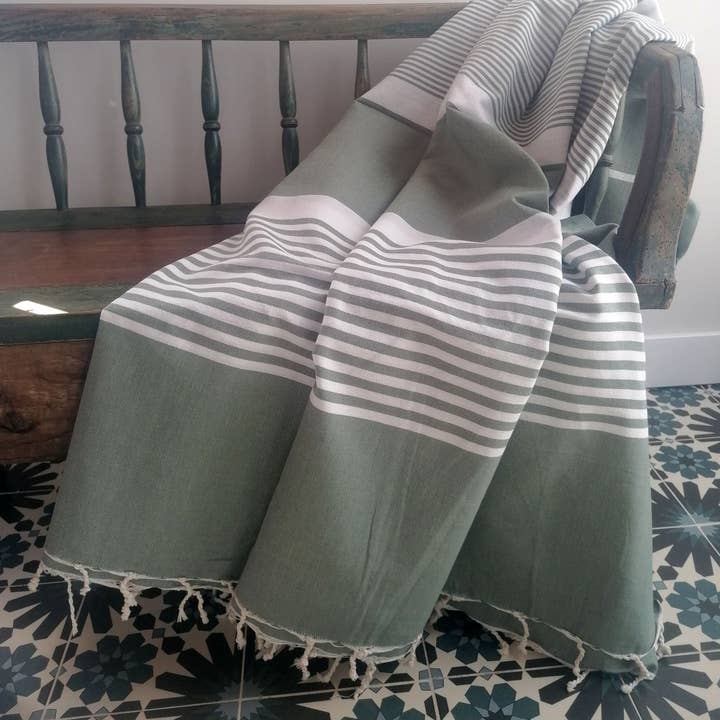 KASALUZ - Wholesale Picnic Blanket - Fouta XXL Canela Grey 2 x 3 m 100% cotton flat weave