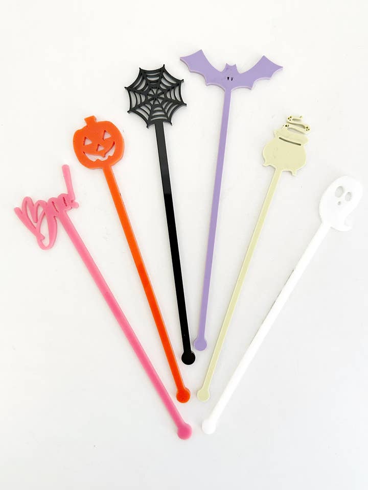 Halloween Stir Stick Set - Brights for wholesale by Lucky Lemon Paper Co.