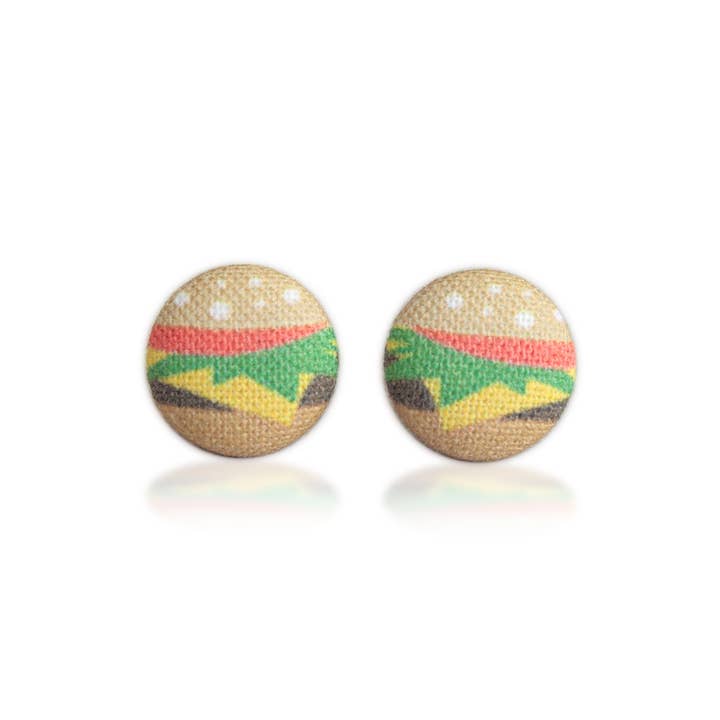 Rachel O's - Wholesale Stud/Post Earrings - Hamburger Fabric Button Earrings