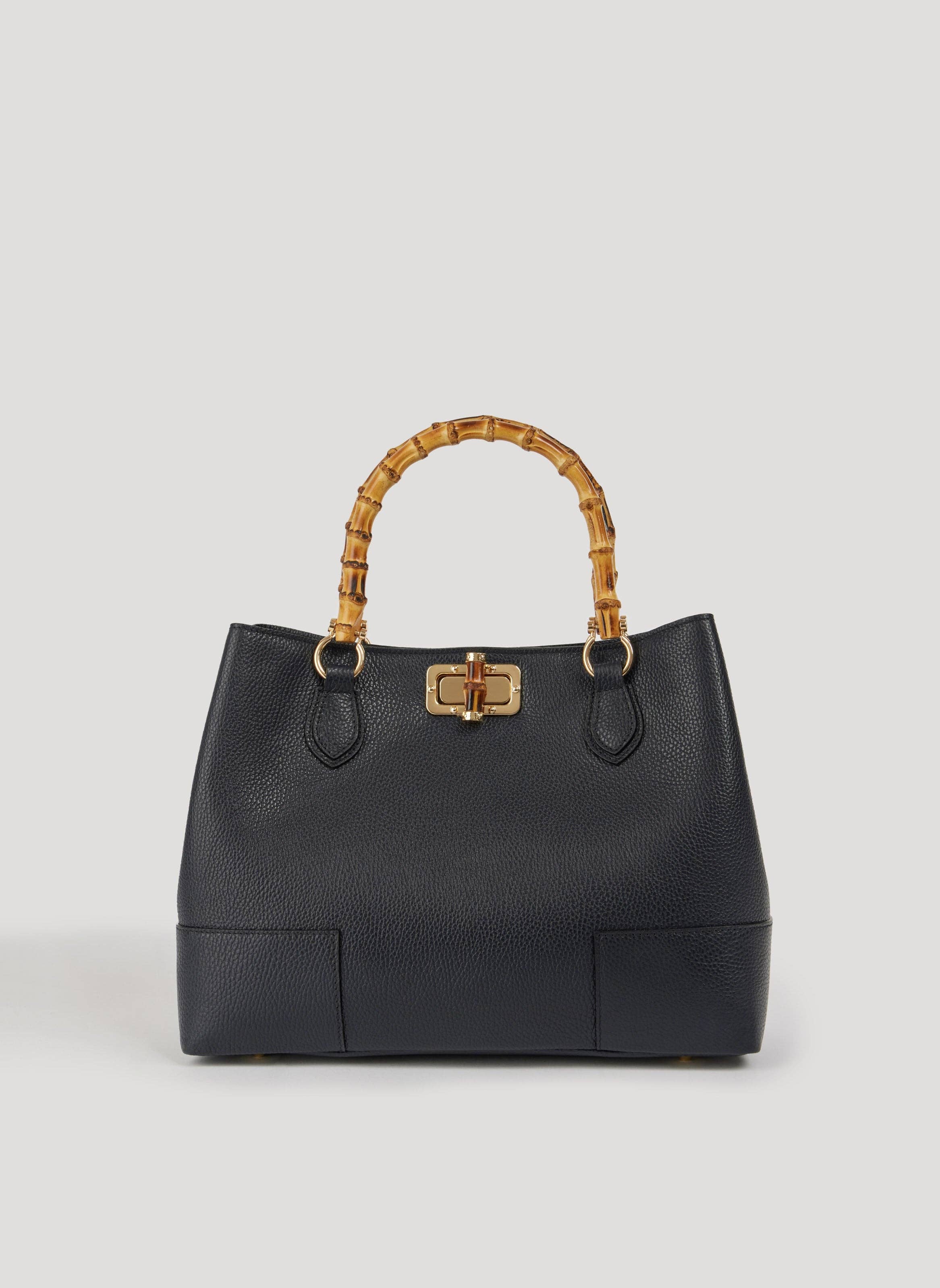 Prestige Milano - Wholesale Tote Bag - Women's - Bamboo Babe Bag in Black Dollar Leather