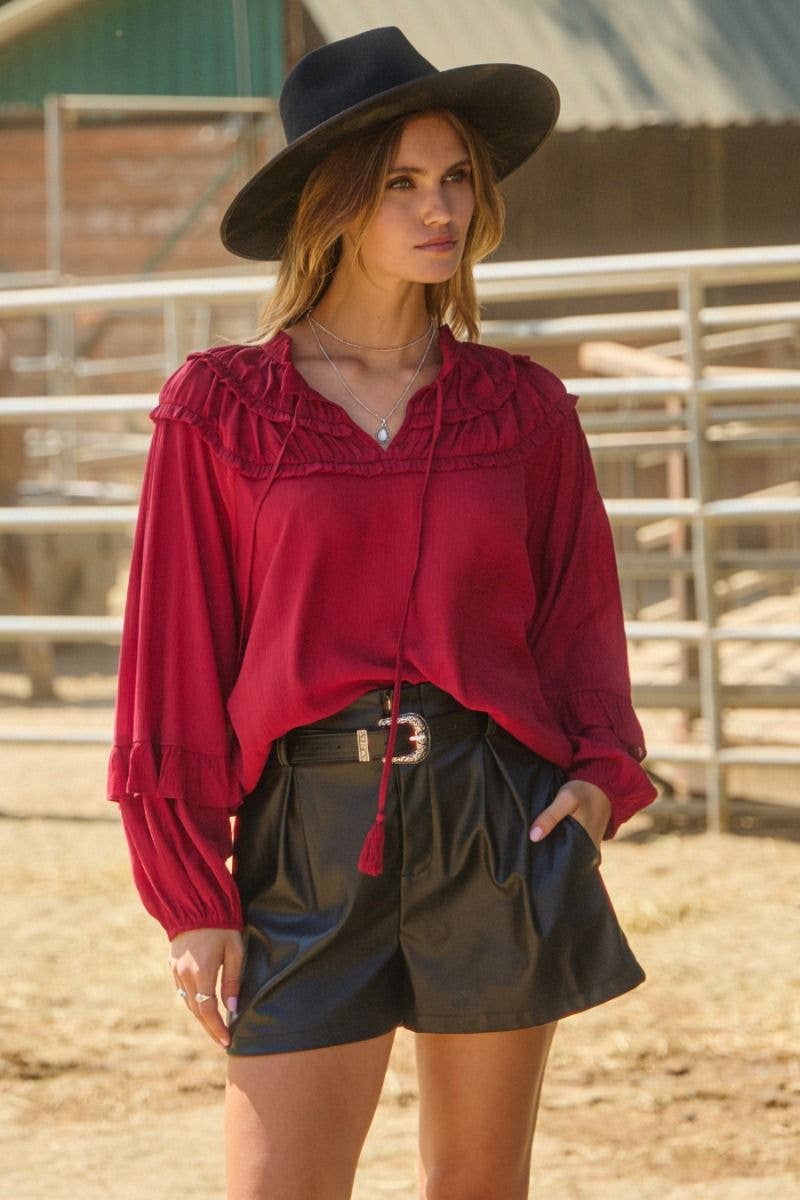 Oddi - Wholesale Blouse - Women's - Textured Fabric Shirring Yoke Blouse2