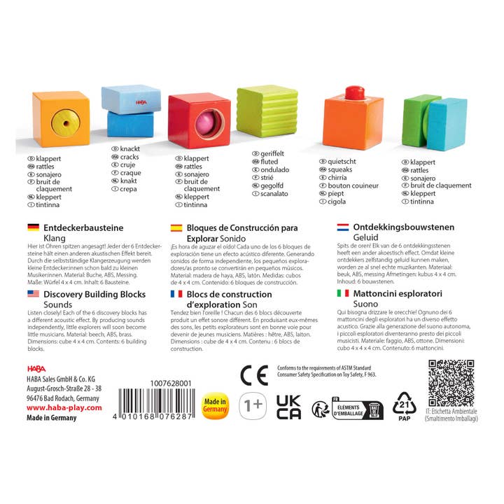 HABA USA - Wholesale Wood Toy - Kids - Fun with Sounds Wooden Discovery Blocks8