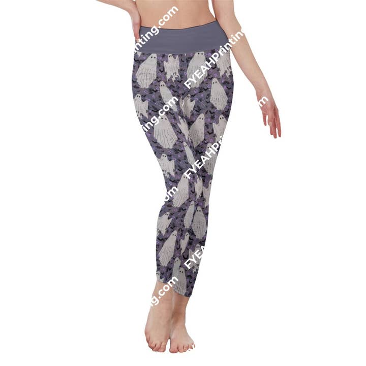 Ghost Bat Leggings für Damen mit Allover-Print und hoher Taille | Seitlicher Nahtverschluss für den Großhandel von fyeahprinting