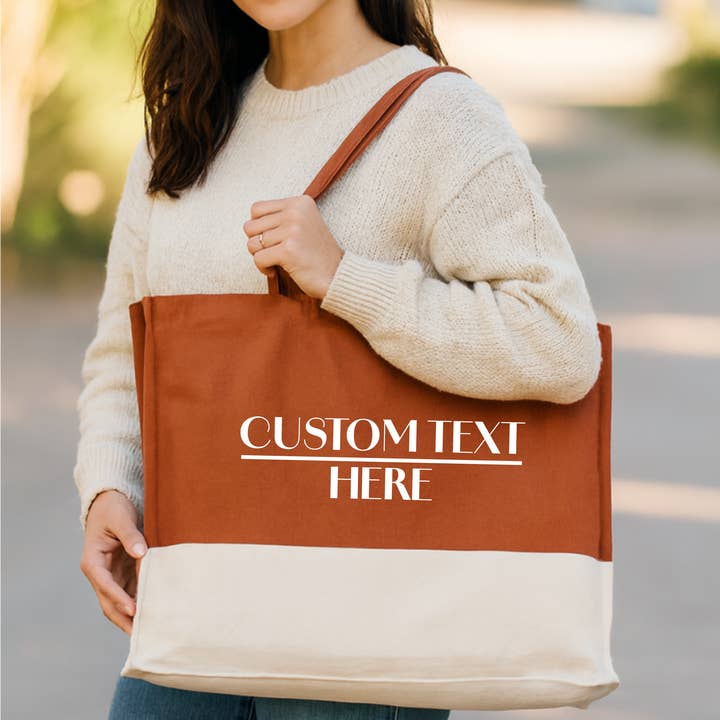 Custom Text EarthAware® organic contrast shopper for wholesale by Lovetree Design