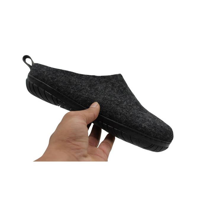 Outdoor Open Heel Slippers With Rubber Sole - Black for wholesale by Woollyes Inc