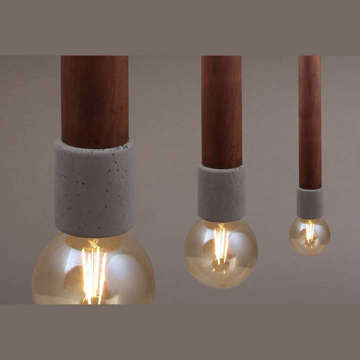 HEKA LIGHTING & TRADING LTD – wholesale Ljuskrona/hängande ljus – Stor hängande belysning i trä och betong, taklampa för köksö, matsalslampa, art deco-hänge, sänglampa. MODELL: TOCHI