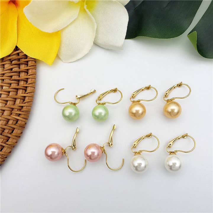 Pearl Dangle Hook Earrings In Different Colors for wholesale by S&T Collections