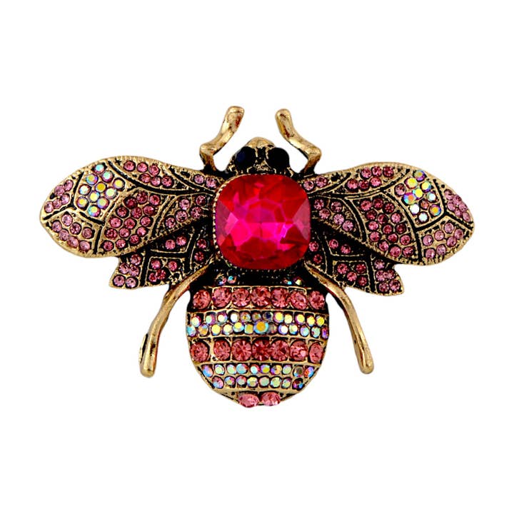 AK Brand – wholesale Brooch – Bee Brooch Pin Rhinestone Insect Flower Jewelry
