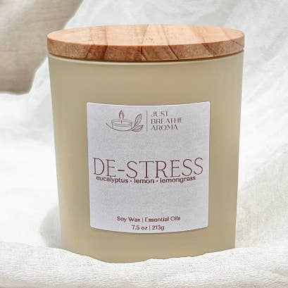 bougie d'aromathérapie De-Stress | 7,5 oz | mèche unique pour la vente par Just Breathe Aroma