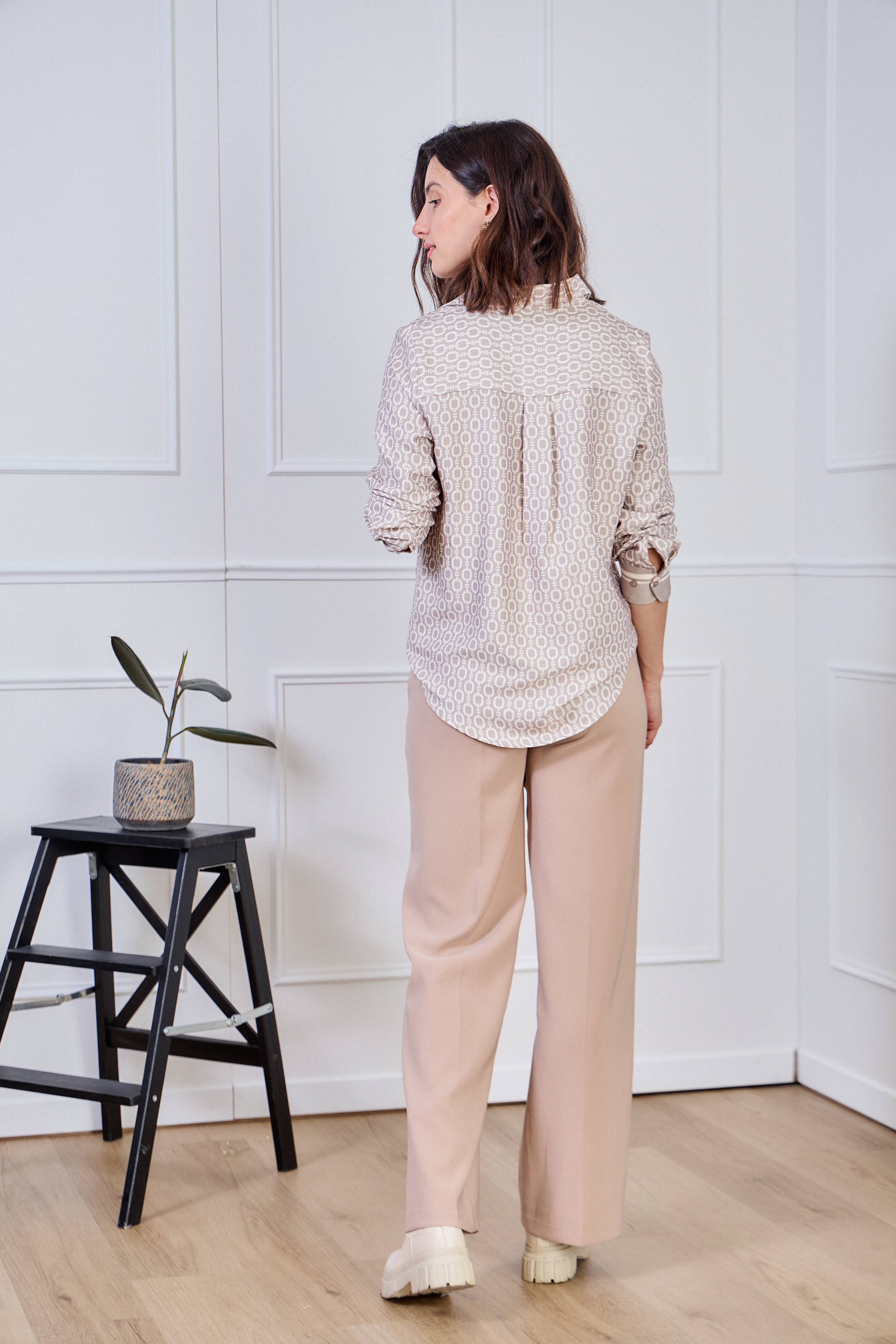 LULUMARY - Wholesale Overhemd met knopen - Dames - Kettingprint overhemd CH352A5