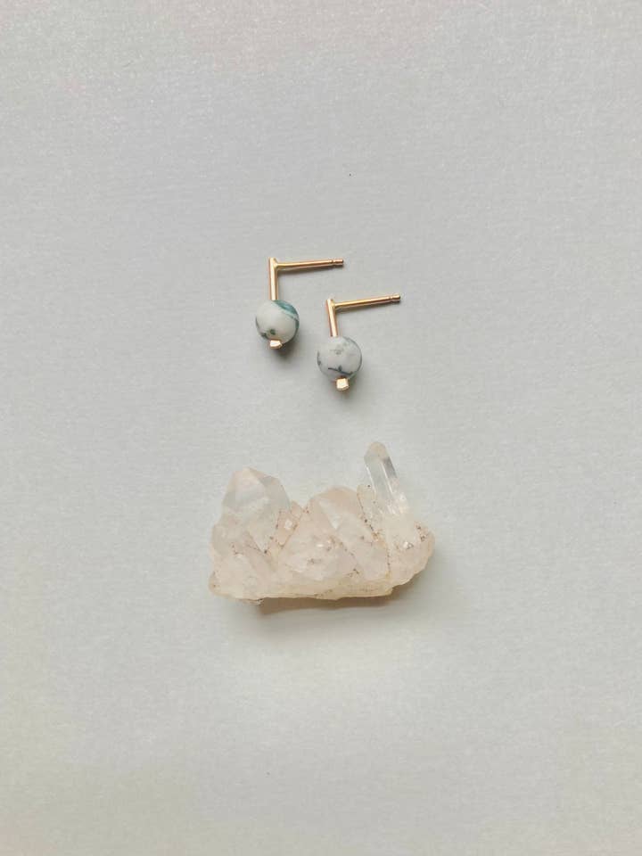 Reverie Earring - Minimal Drop Stud in Matte Agate for wholesale by Telle of the Hills