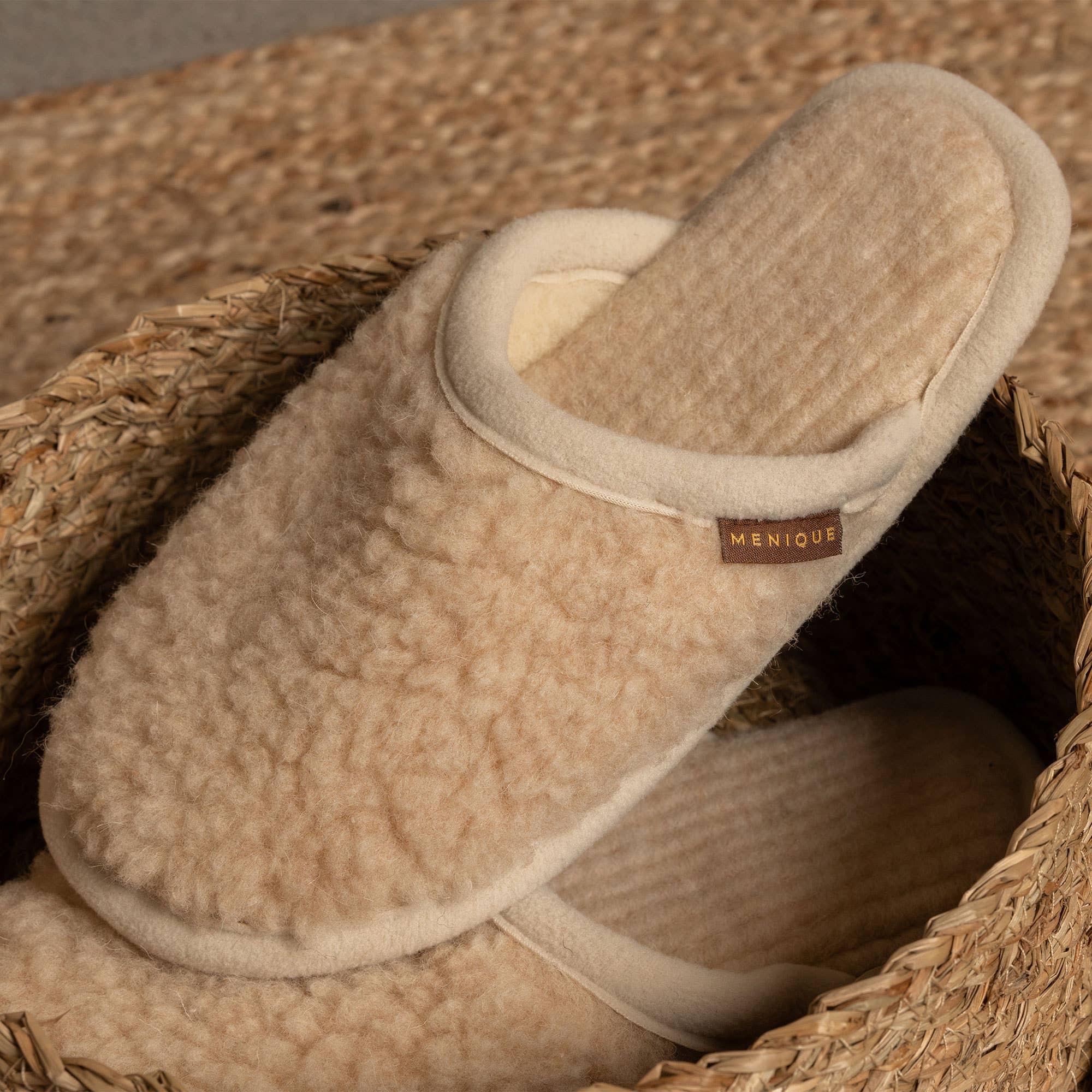 menique - Wholesale Slippers - Women's - Women's Merino Fluffy Slippers Natural6